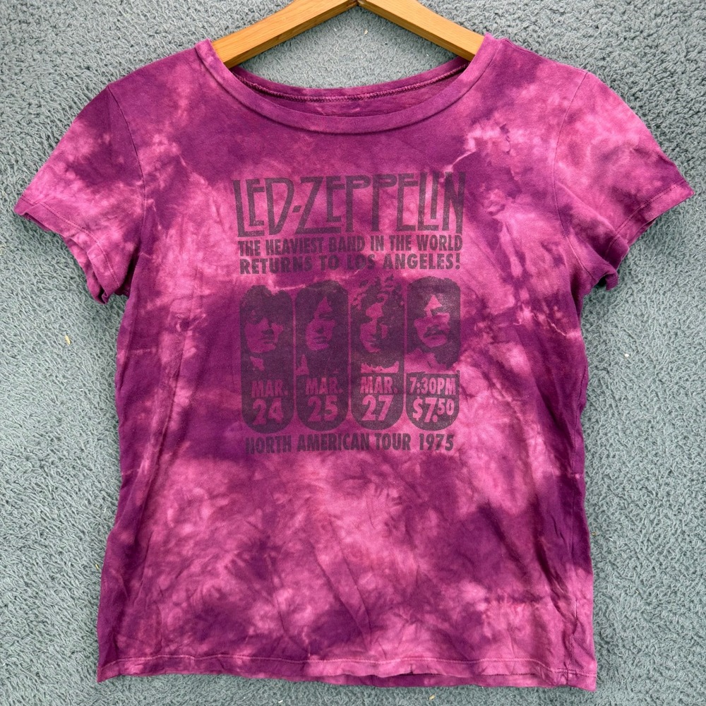 Led Zeppelin North American Tour 1975 Tie Dye Graphic T-Shirt Womens Medium